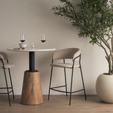 Carolyn Counter Stool w/ Oatmeal Fabric & Matte Black Metal from Mercana - Luna Furniture
