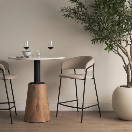 Carolyn Counter Stool w/ Oatmeal Fabric & Matte Black Metal from Mercana - Luna Furniture