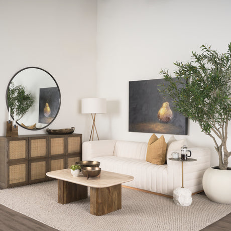 Sina Brown Oak Wood w/ Natural Rattan 4 Door Sideboard from Mercana - Luna Furniture