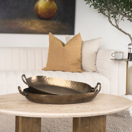 Pama Hammered Gold Metal Decorative Trays (Set of 2) from Mercana - Luna Furniture