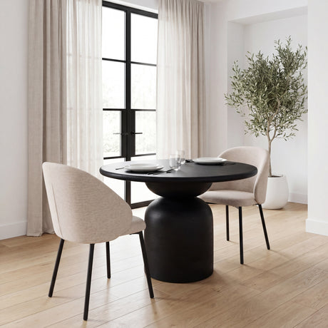 Shannon Dining Chair w/ Oatmeal Fabric & Matte Black Metal, Set of 2 from Mercana - Luna Furniture