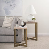 Faye (Set of 2) 19L x 19W x 26H Beige Finished Wood W/ Gold Metal Base Accent Tables from Mercana - Luna Furniture