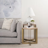 Faye (Set of 2) 19L x 19W x 26H Beige Finished Wood W/ Gold Metal Base Accent Tables from Mercana - Luna Furniture