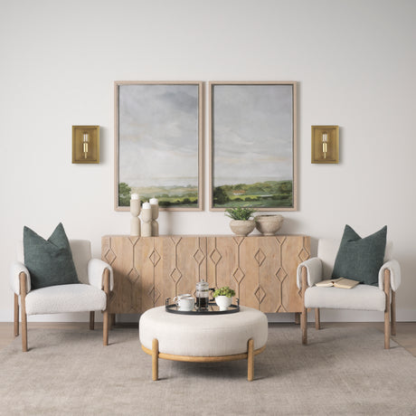 Cairn Brushed Gold Metal w/ Glass 1-Light Wall Sconce from Mercana - Luna Furniture
