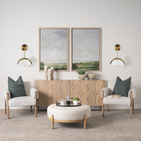 Cybill Brushed Brass w/ White Metal Shade 1-Light Wall Sconce from Mercana - Luna Furniture
