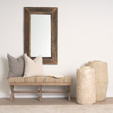 Solis 50L x 16W Brown Base Upholstered Beige/Black Stripe Seat Accent Bench from Mercana - Luna Furniture