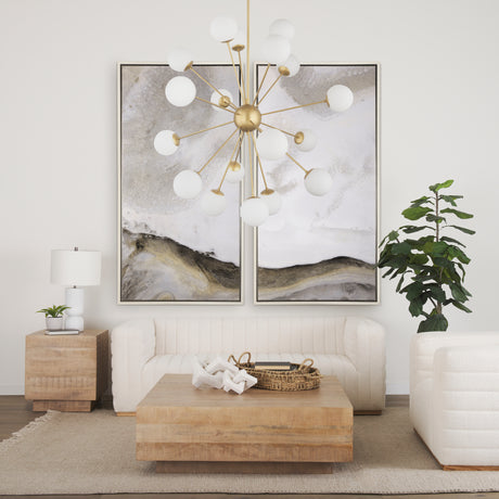 Barbara Brushed Gold Metal w/ Frosted Glass Globes 18-Light Chandelier from Mercana - Luna Furniture