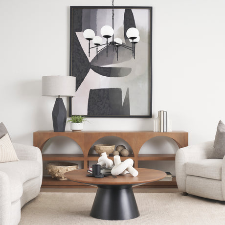 Edie Matte Black Metal w/ Frosted Glass Globes 6-Light Chandelier from Mercana - Luna Furniture