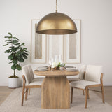 Karina 36" Round Brass-tone Hammered Metal Dome Pendant Light from Mercana - Luna Furniture