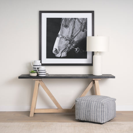 Harmon II Large White w/ Charcoal Stripes Ceramic Jug from Mercana - Luna Furniture