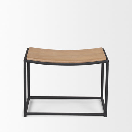Taniel Light Brown Wood w/ Black Metal Stool from Mercana - Luna Furniture