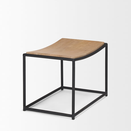 Taniel Light Brown Wood w/ Black Metal Stool from Mercana - Luna Furniture