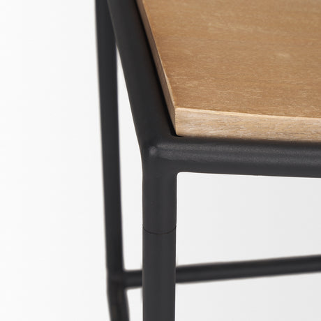 Taniel Light Brown Wood w/ Black Metal Stool from Mercana - Luna Furniture