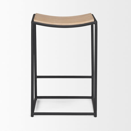 Taniel Light Brown Wood w/ Black Metal Counter Stool from Mercana - Luna Furniture