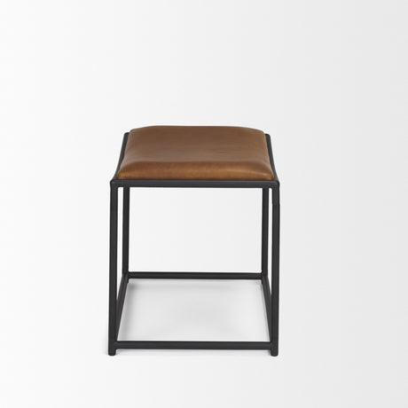 Taniel Brown Leather w/ Black Metal Stool from Mercana - Luna Furniture