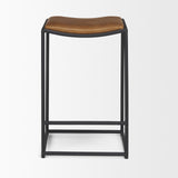 Taniel Brown Leather w/ Black Metal Counter Stool from Mercana - Luna Furniture