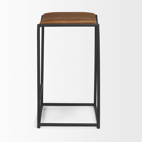 Taniel Brown Leather w/ Black Metal Counter Stool from Mercana - Luna Furniture