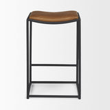 Taniel Brown Leather w/ Black Metal Counter Stool from Mercana - Luna Furniture
