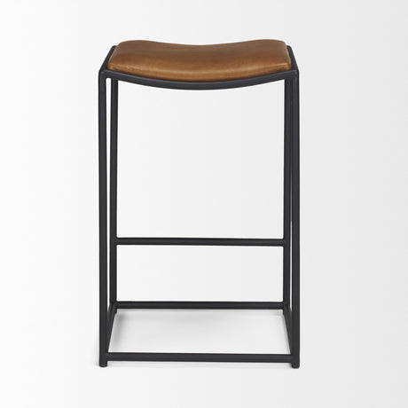 Taniel Brown Leather w/ Black Metal Counter Stool from Mercana - Luna Furniture
