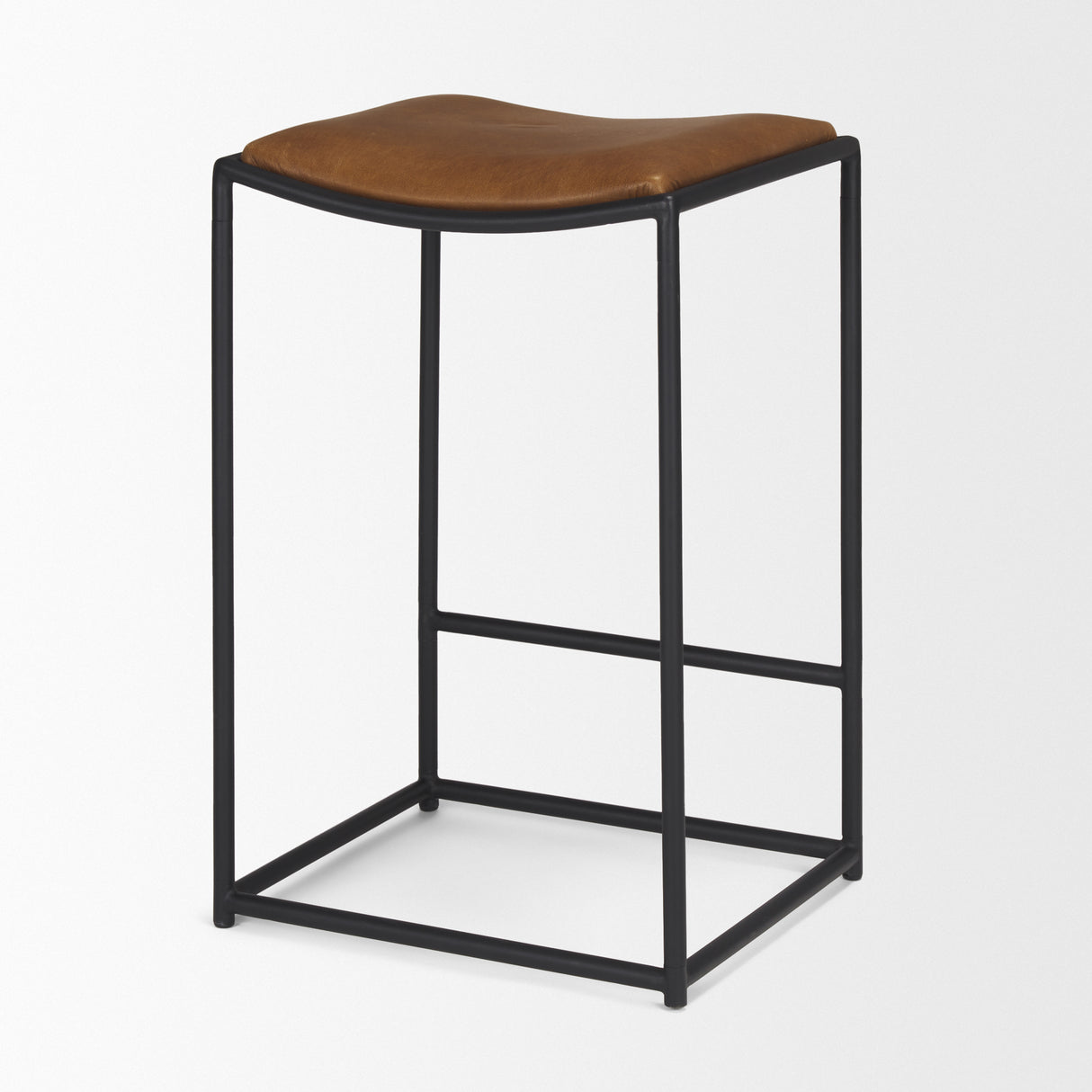 Taniel Brown Leather w/ Black Metal Counter Stool from Mercana - Luna Furniture