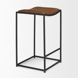 Taniel Brown Leather w/ Black Metal Counter Stool from Mercana - Luna Furniture