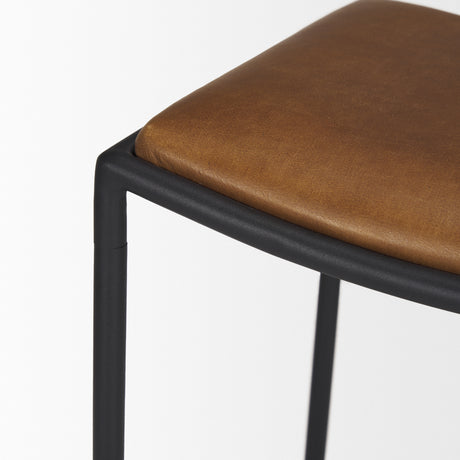 Taniel Brown Leather w/ Black Metal Counter Stool from Mercana - Luna Furniture