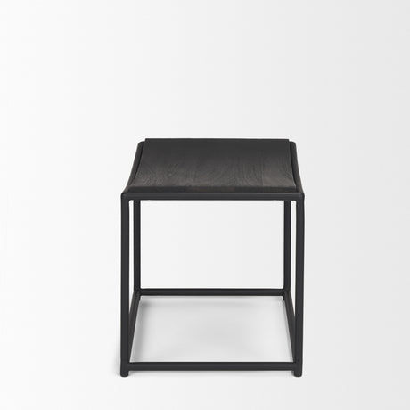 Taniel Textured Black Wood w/ Black Metal Stool from Mercana - Luna Furniture