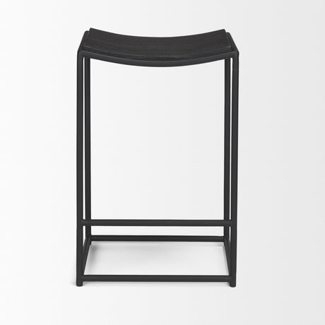 Taniel Textured Black Wood w/ Black Metal Counter Stool from Mercana - Luna Furniture