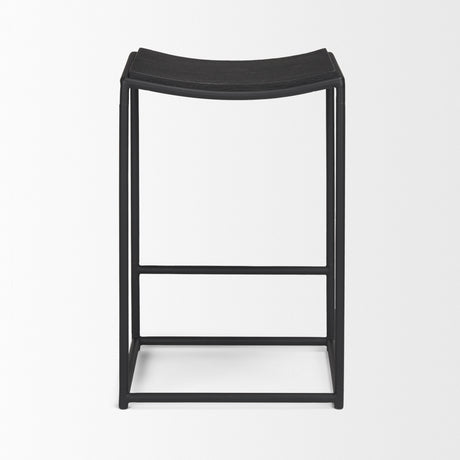 Taniel Textured Black Wood w/ Black Metal Counter Stool from Mercana - Luna Furniture