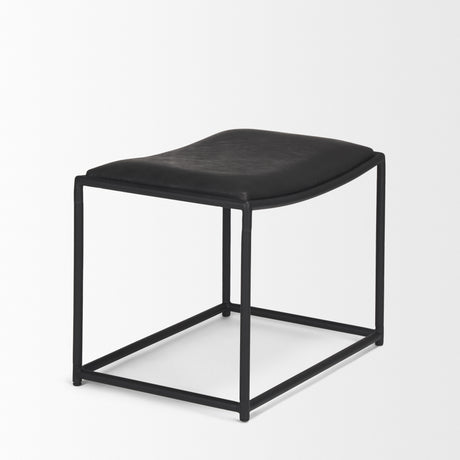 Taniel Black Leather w/ Black Metal Stool from Mercana - Luna Furniture