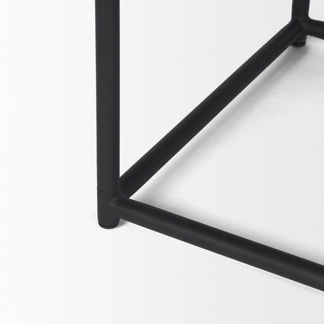 Taniel Black Leather w/ Black Metal Stool from Mercana - Luna Furniture