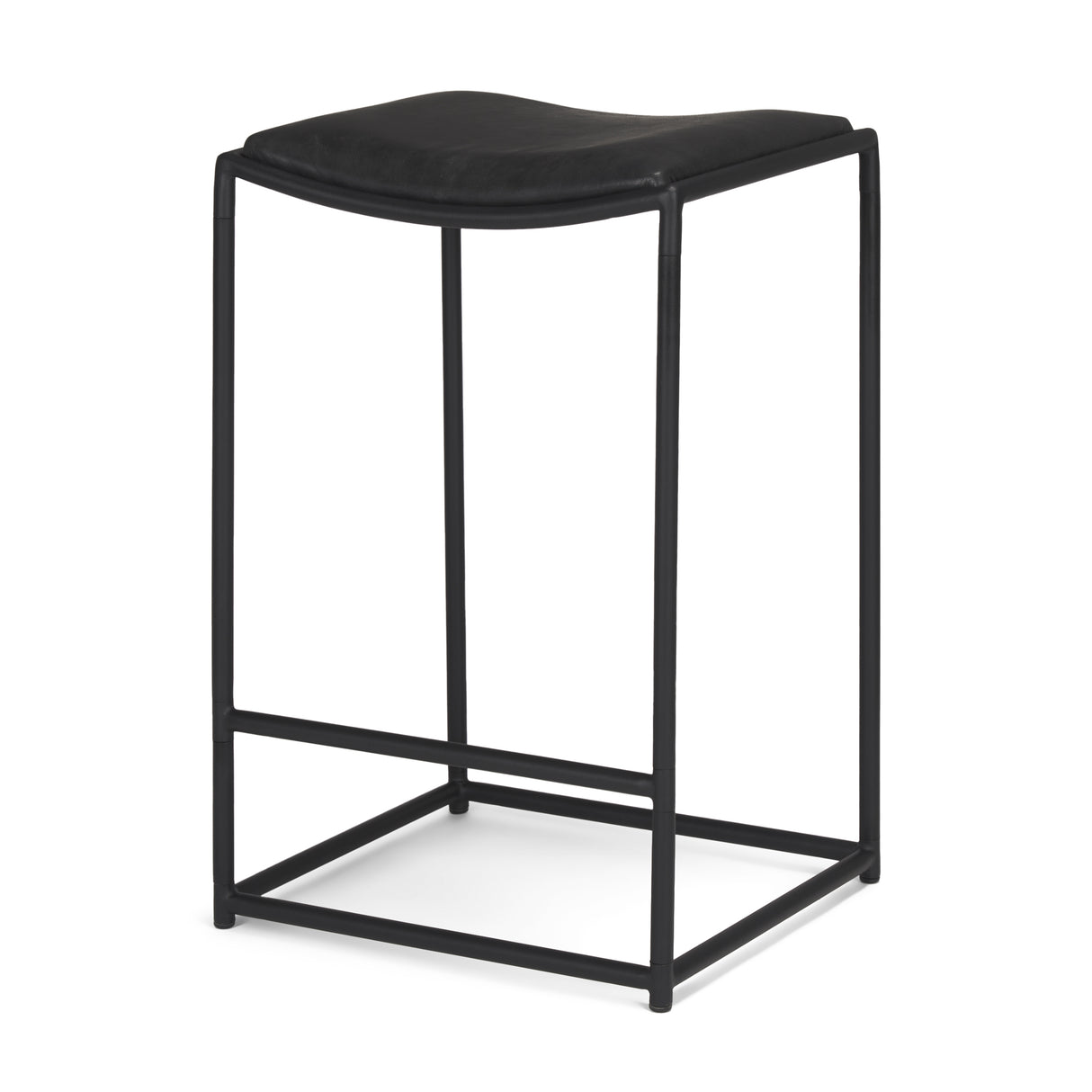 Taniel Black Leather w/ Black Metal Counter Stool from Mercana - Luna Furniture