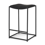 Taniel Black Leather w/ Black Metal Counter Stool from Mercana - Luna Furniture