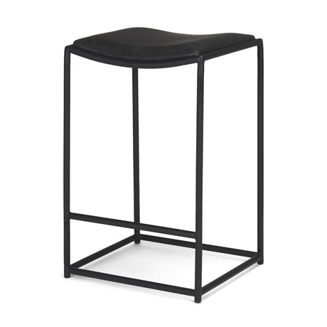 Taniel Black Leather w/ Black Metal Counter Stool from Mercana - Luna Furniture