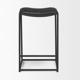 Taniel Black Leather w/ Black Metal Counter Stool from Mercana - Luna Furniture