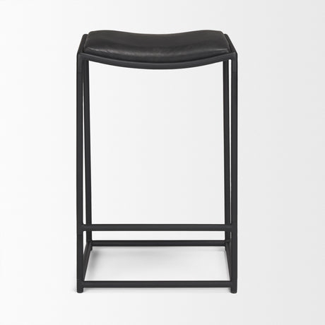 Taniel Black Leather w/ Black Metal Counter Stool from Mercana - Luna Furniture