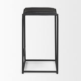 Taniel Black Leather w/ Black Metal Counter Stool from Mercana - Luna Furniture