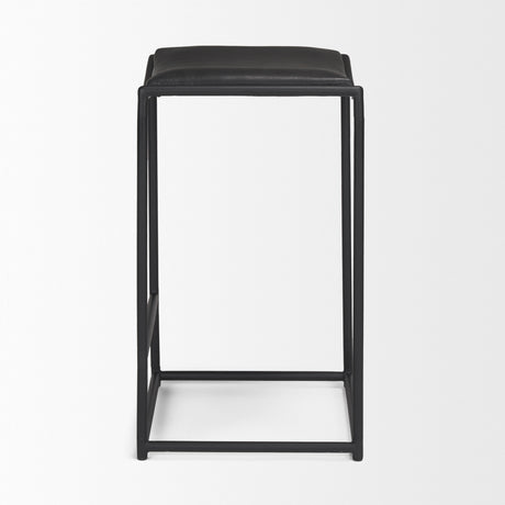 Taniel Black Leather w/ Black Metal Counter Stool from Mercana - Luna Furniture