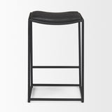 Taniel Black Leather w/ Black Metal Counter Stool from Mercana - Luna Furniture