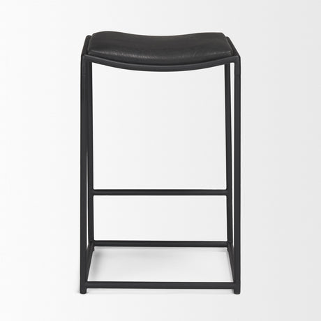 Taniel Black Leather w/ Black Metal Counter Stool from Mercana - Luna Furniture