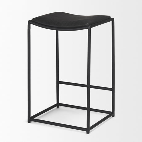 Taniel Black Leather w/ Black Metal Counter Stool from Mercana - Luna Furniture