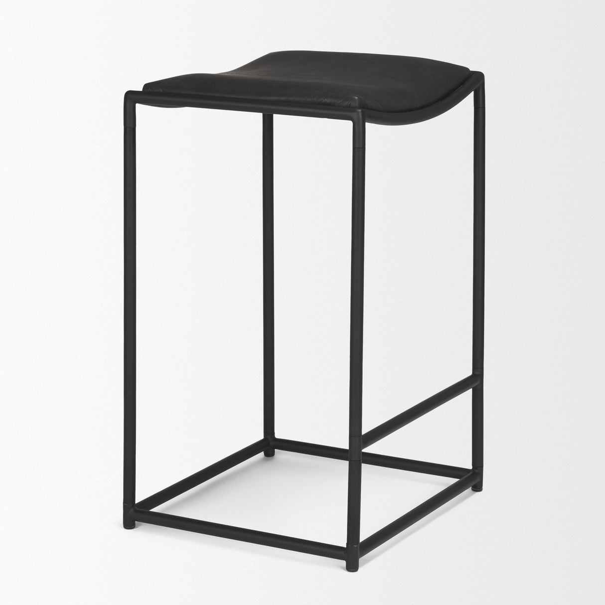 Taniel Black Leather w/ Black Metal Counter Stool from Mercana - Luna Furniture