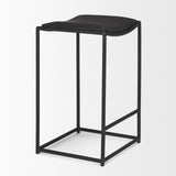 Taniel Black Leather w/ Black Metal Counter Stool from Mercana - Luna Furniture