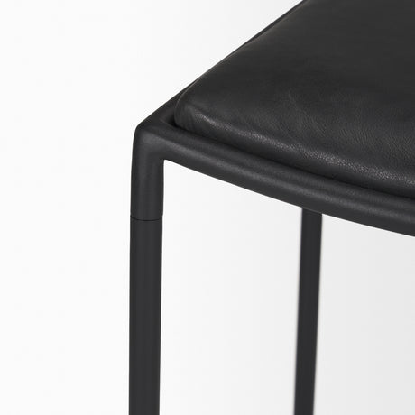 Taniel Black Leather w/ Black Metal Counter Stool from Mercana - Luna Furniture