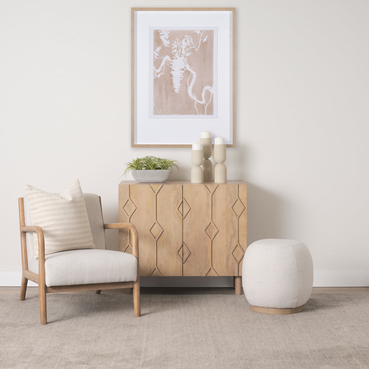 Heera Light Brown Diamond Motif w/ Shelf Accent Cabinet from Mercana - Luna Furniture