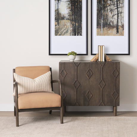 Heera Dark Brown Diamond Motif w/ Shelf Accent Cabinet from Mercana - Luna Furniture