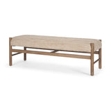 Tadi Rectangular Dark Brown Wood w/ Rug Seat Bench from Mercana - Luna Furniture