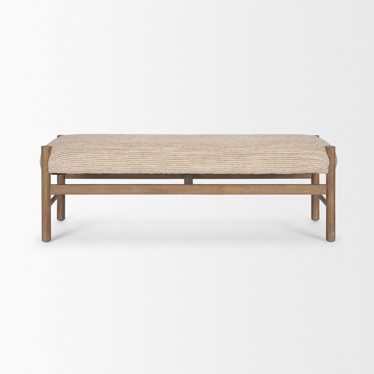 Tadi Rectangular Dark Brown Wood w/ Rug Seat Bench from Mercana - Luna Furniture