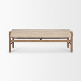 Tadi Rectangular Dark Brown Wood w/ Rug Seat Bench from Mercana - Luna Furniture