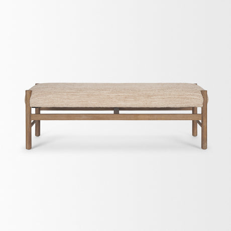 Tadi Rectangular Dark Brown Wood w/ Rug Seat Bench from Mercana - Luna Furniture